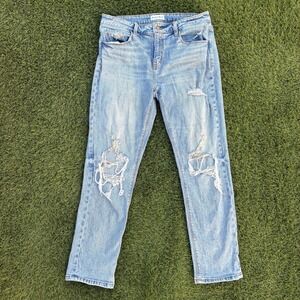 Studio Blue Women's 32x28 Distressed Straight Leg Jeans Light Wash Ripped